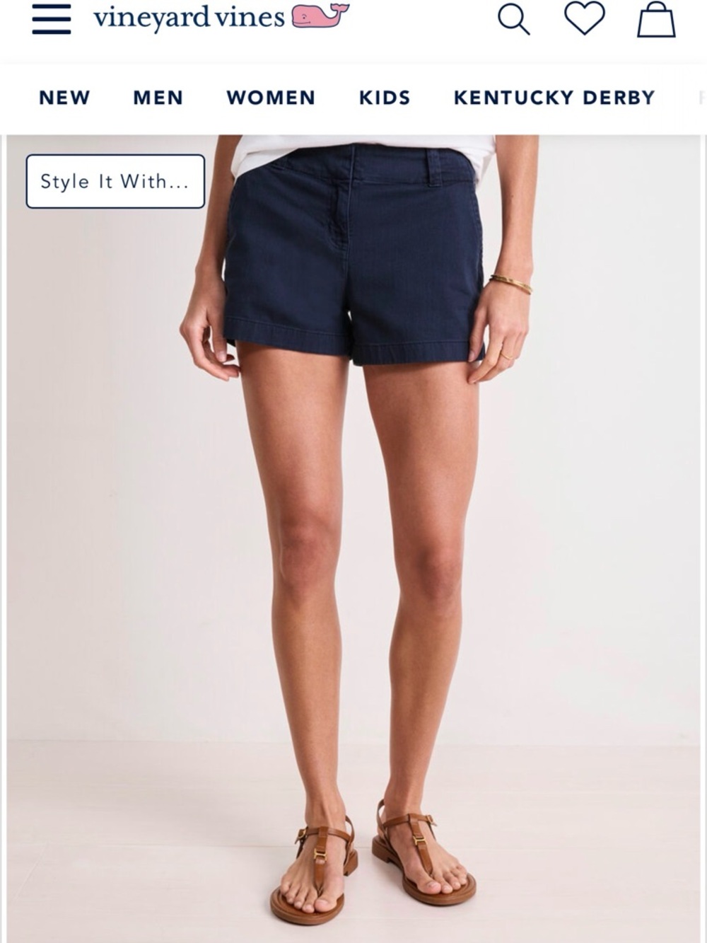 Vineyard Vines Navy Chino Shorts for Women 3 1/2 inch